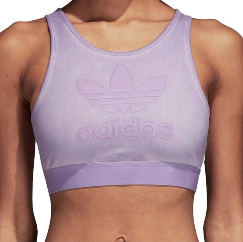 adidas Originals logo Crop Top sport bra in lilac xs